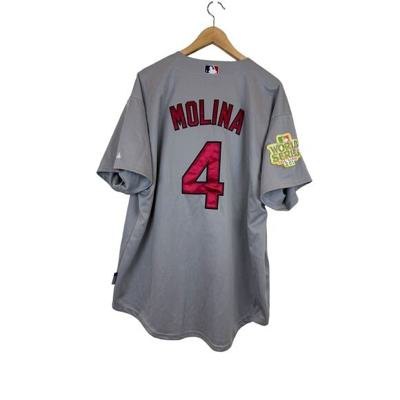 Majestic Yadier Molina Size 54 St Louis Cardinals‎ Cool Base 2011 World Series - Picture 8 of 8